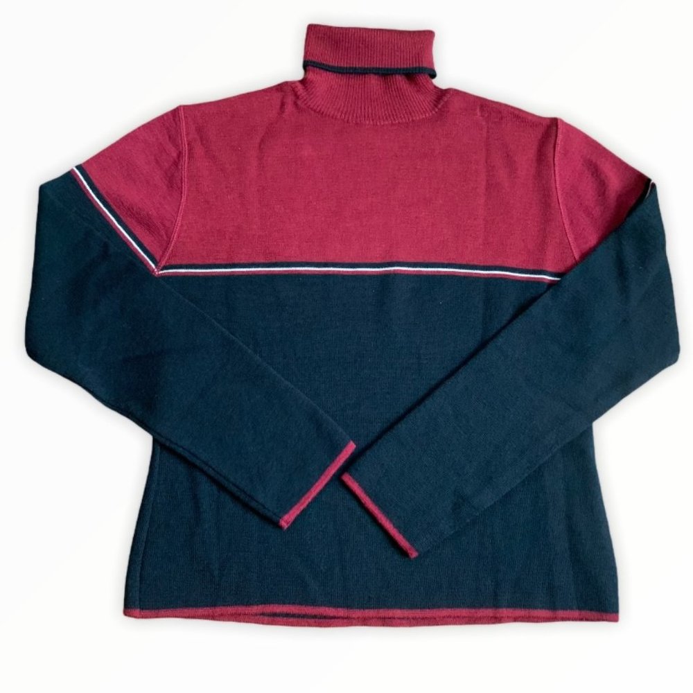 Silvia Novelli Wool Red/Black Colorblock Sweater Size M